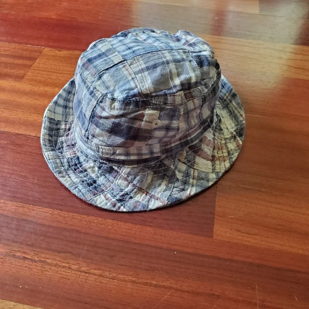 Baby Gap Blue/Gray Plaid Beach Hat 12-18 Months